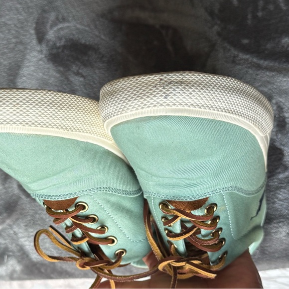 Polo Ralph Lauren Vaughn Canvas Seafoam Green Shoes sneakers Mens 9D Blue Pony - Picture 10 of 12